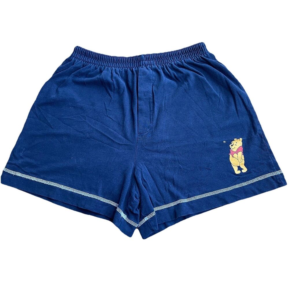 Vintage Winnie The Pooh Shorts Disney Lounge Stretch Blue Women's